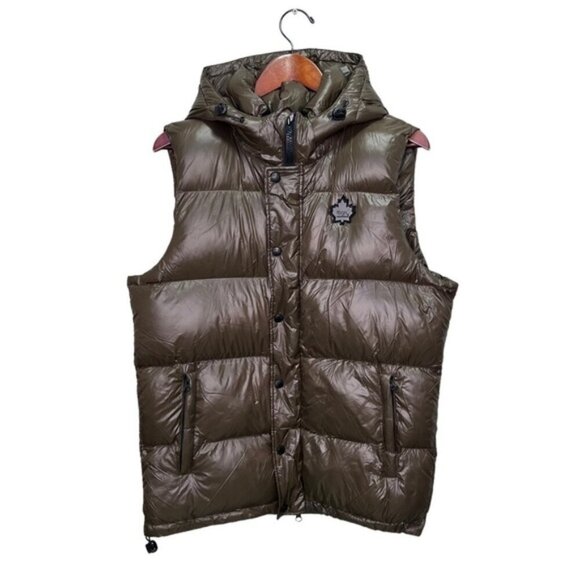 Toboggan Green Hooded Puffer Vest Sz Medium Winter Fall Outdoor Unisex Cabincore - Picture 1 of 16